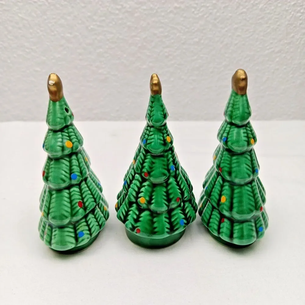 Vintage Ron Gordon Designs Christmas Tree Bell/Salt & Pepper 3-Piece 1984 Flaws